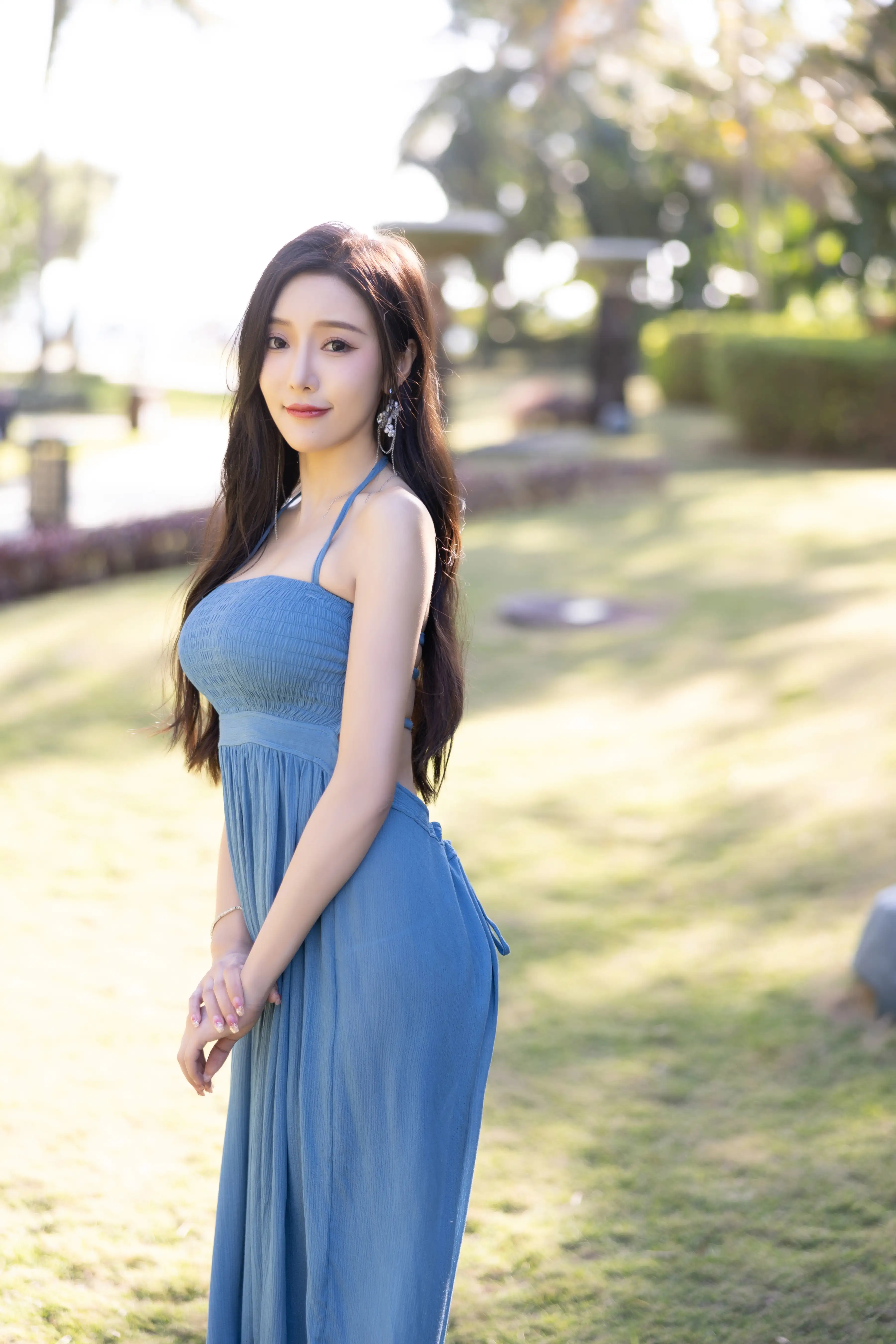 王馨瑶_NO.041_内购无水印_蓝色露背连衣裙 - M940.COM 内部私购-第4张